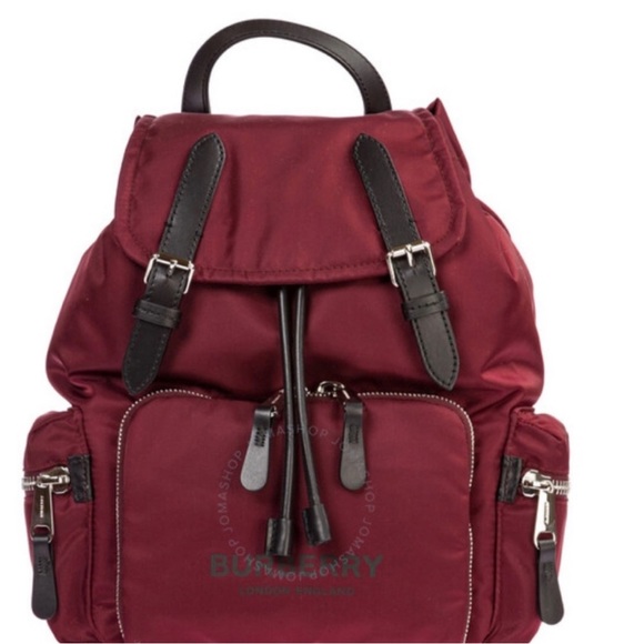 BURBERRY MEDIUM LOGO PRINT NYLON BURGUNDY RUCKSACK BACKPACK NEW WITH TAGS - Picture 13 of 17